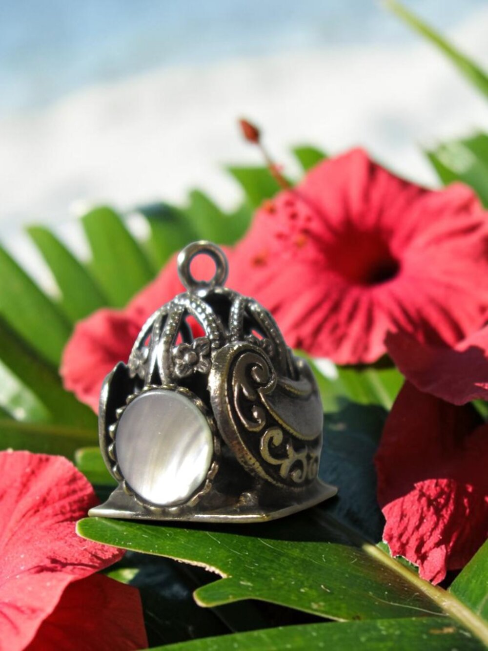 Moroccan Lantern Charm, Sterling Silver and Mother of Pearl
